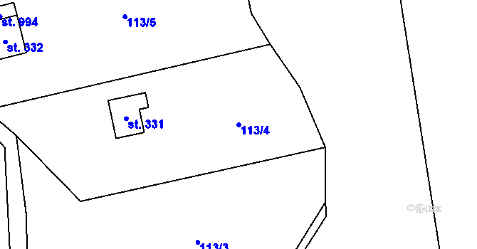 Parcela st. 113/4 v KÚ Senohraby, Katastrální mapa