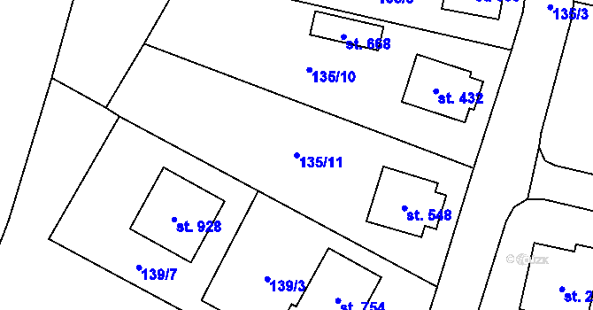 Parcela st. 135/11 v KÚ Senohraby, Katastrální mapa