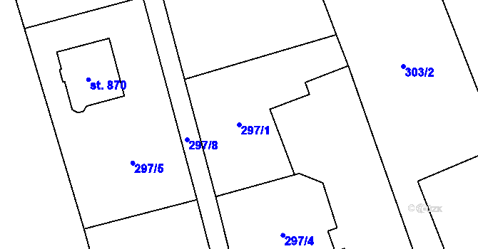 Parcela st. 297/1 v KÚ Senohraby, Katastrální mapa