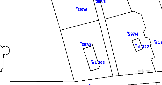 Parcela st. 297/2 v KÚ Senohraby, Katastrální mapa