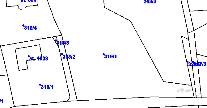 Parcela st. 319/1 v KÚ Senohraby, Katastrální mapa