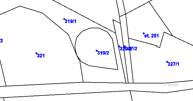 Parcela st. 319/2 v KÚ Senohraby, Katastrální mapa