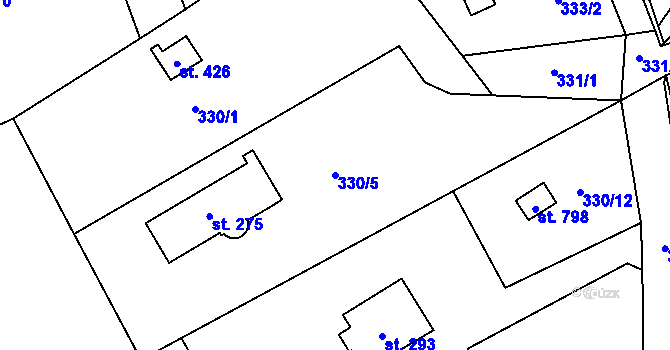 Parcela st. 330/5 v KÚ Senohraby, Katastrální mapa