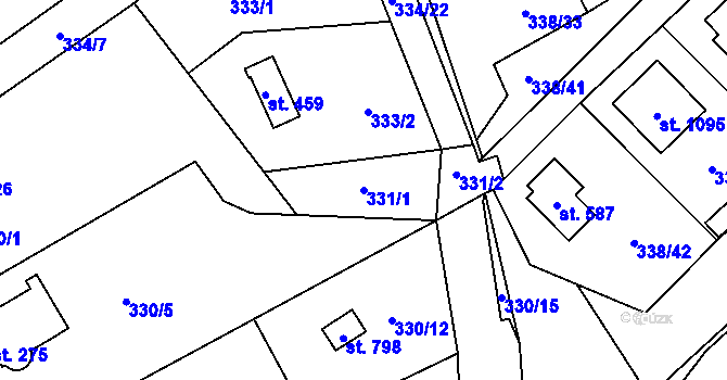 Parcela st. 331/1 v KÚ Senohraby, Katastrální mapa