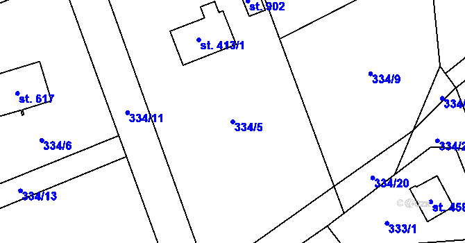 Parcela st. 334/5 v KÚ Senohraby, Katastrální mapa