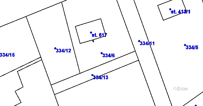 Parcela st. 334/6 v KÚ Senohraby, Katastrální mapa
