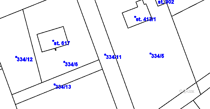 Parcela st. 334/11 v KÚ Senohraby, Katastrální mapa
