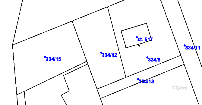 Parcela st. 334/12 v KÚ Senohraby, Katastrální mapa