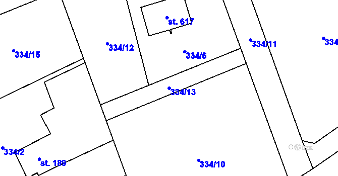 Parcela st. 334/13 v KÚ Senohraby, Katastrální mapa
