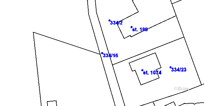 Parcela st. 334/16 v KÚ Senohraby, Katastrální mapa