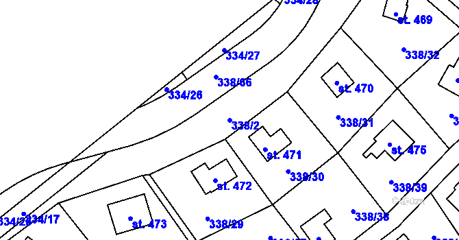 Parcela st. 338/2 v KÚ Senohraby, Katastrální mapa