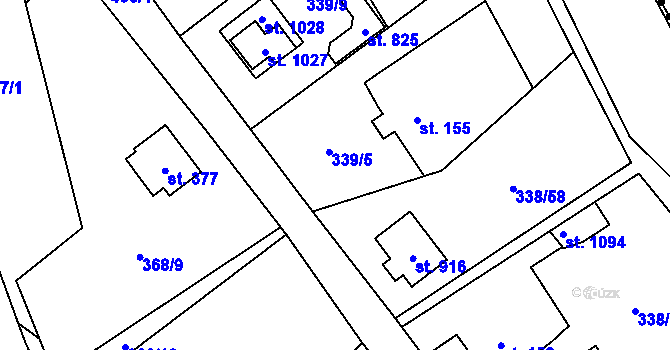 Parcela st. 338/5 v KÚ Senohraby, Katastrální mapa