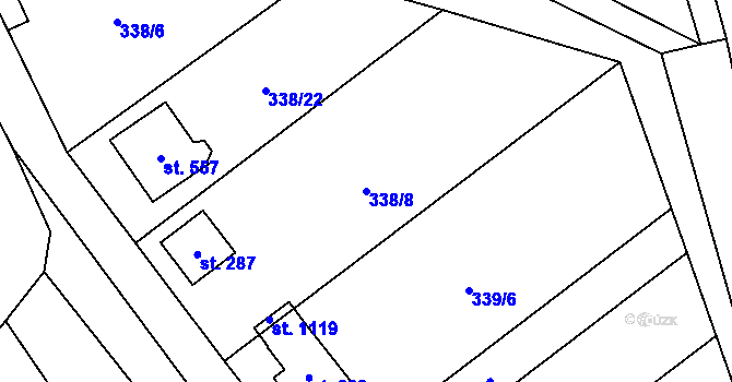 Parcela st. 338/8 v KÚ Senohraby, Katastrální mapa