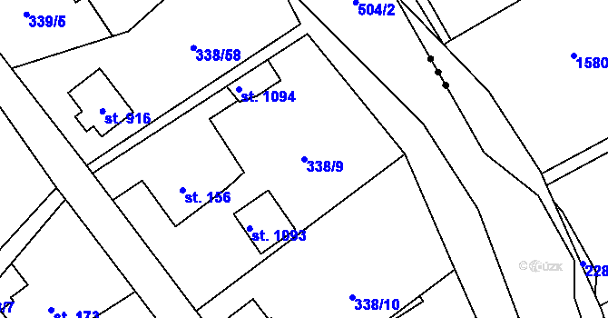Parcela st. 338/9 v KÚ Senohraby, Katastrální mapa