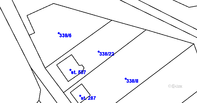 Parcela st. 338/22 v KÚ Senohraby, Katastrální mapa