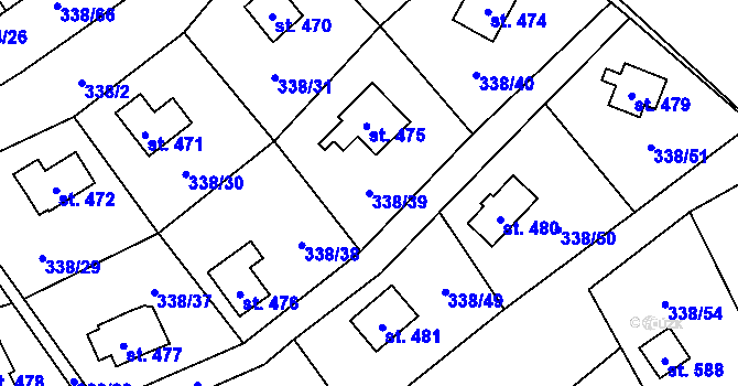 Parcela st. 338/39 v KÚ Senohraby, Katastrální mapa