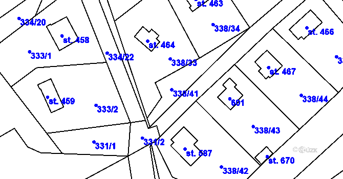 Parcela st. 338/41 v KÚ Senohraby, Katastrální mapa