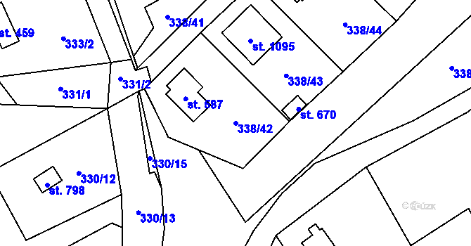Parcela st. 338/42 v KÚ Senohraby, Katastrální mapa