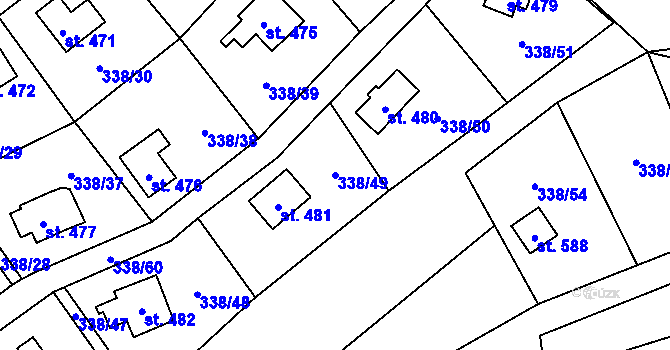 Parcela st. 338/49 v KÚ Senohraby, Katastrální mapa