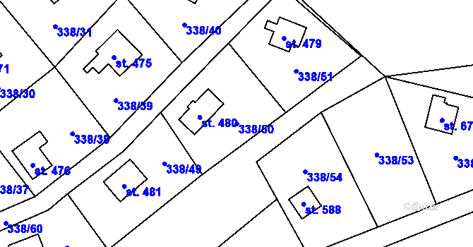 Parcela st. 338/50 v KÚ Senohraby, Katastrální mapa