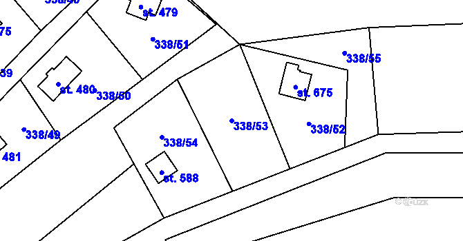 Parcela st. 338/53 v KÚ Senohraby, Katastrální mapa