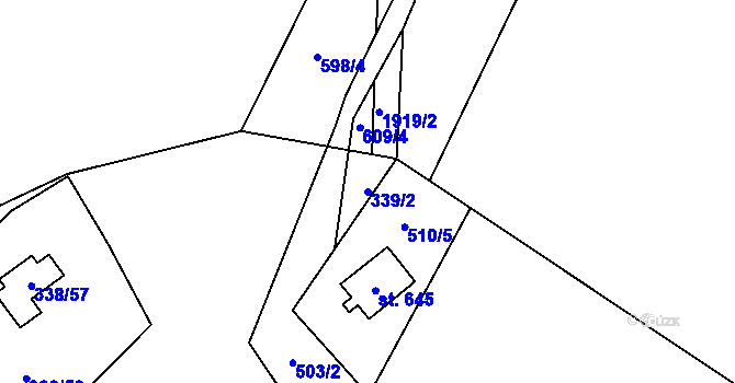 Parcela st. 339/2 v KÚ Senohraby, Katastrální mapa
