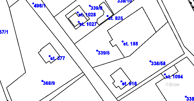 Parcela st. 339/5 v KÚ Senohraby, Katastrální mapa