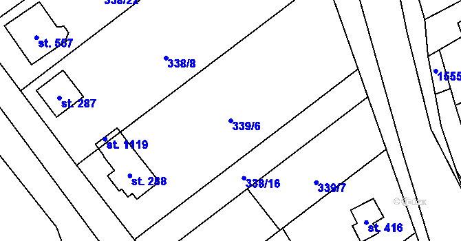 Parcela st. 339/6 v KÚ Senohraby, Katastrální mapa