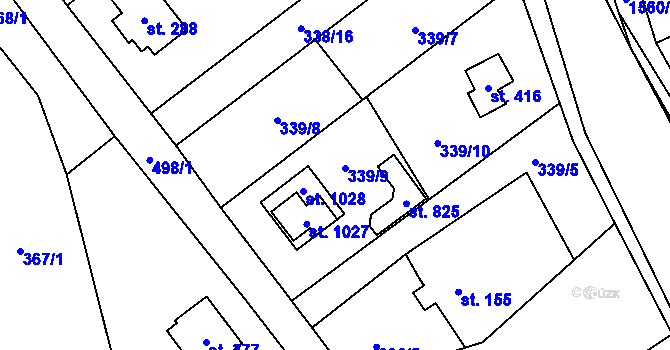 Parcela st. 339/9 v KÚ Senohraby, Katastrální mapa
