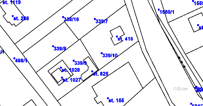 Parcela st. 339/10 v KÚ Senohraby, Katastrální mapa