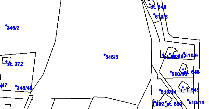 Parcela st. 346/3 v KÚ Senohraby, Katastrální mapa