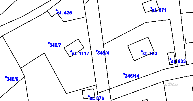 Parcela st. 346/4 v KÚ Senohraby, Katastrální mapa