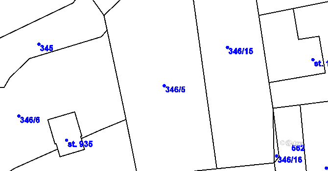 Parcela st. 346/5 v KÚ Senohraby, Katastrální mapa