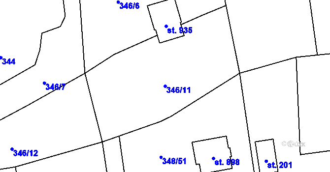 Parcela st. 346/11 v KÚ Senohraby, Katastrální mapa