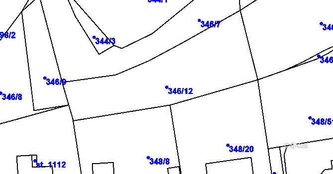Parcela st. 346/12 v KÚ Senohraby, Katastrální mapa