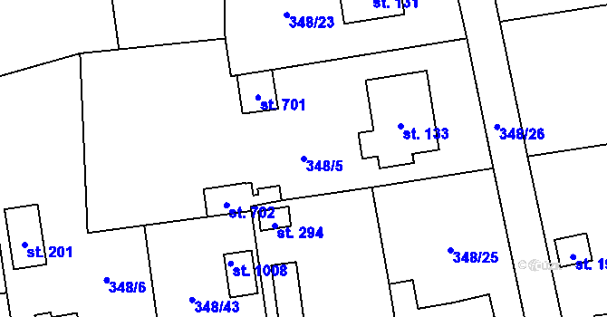 Parcela st. 348/5 v KÚ Senohraby, Katastrální mapa