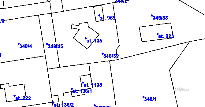 Parcela st. 348/39 v KÚ Senohraby, Katastrální mapa