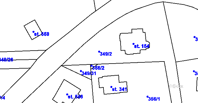 Parcela st. 349/2 v KÚ Senohraby, Katastrální mapa