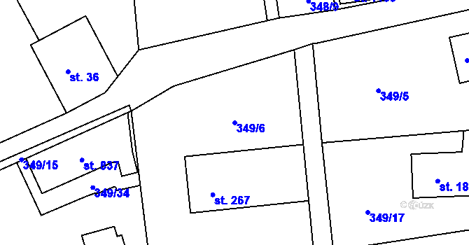 Parcela st. 349/6 v KÚ Senohraby, Katastrální mapa