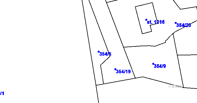 Parcela st. 354/5 v KÚ Senohraby, Katastrální mapa