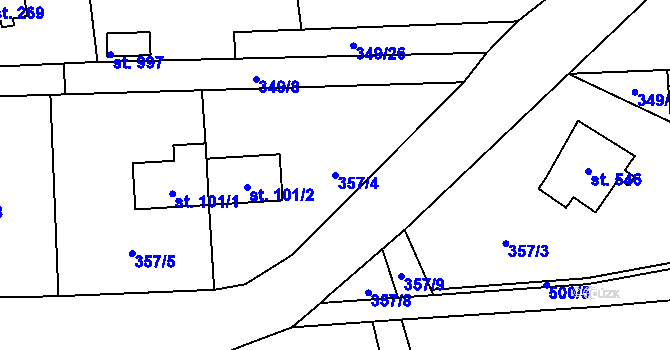 Parcela st. 357/4 v KÚ Senohraby, Katastrální mapa