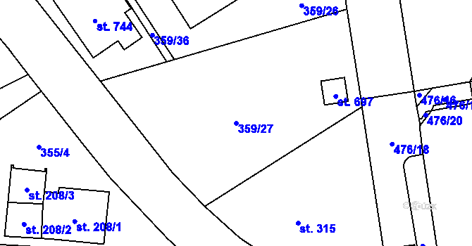 Parcela st. 359/27 v KÚ Senohraby, Katastrální mapa
