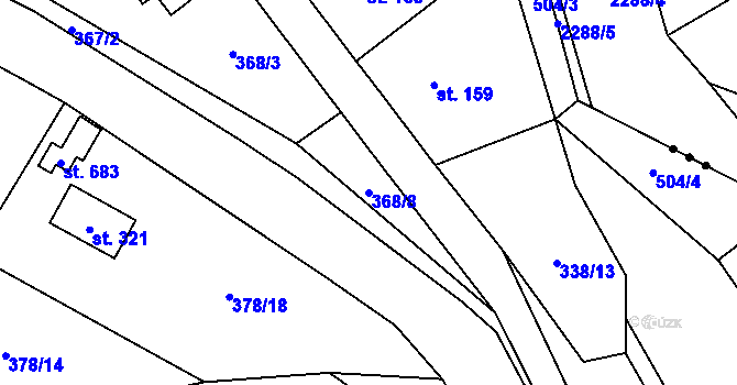 Parcela st. 368/8 v KÚ Senohraby, Katastrální mapa