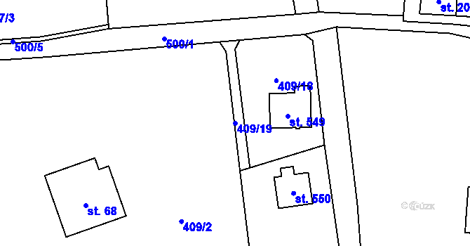 Parcela st. 409/19 v KÚ Senohraby, Katastrální mapa