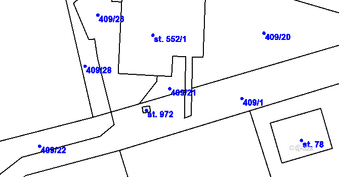 Parcela st. 409/21 v KÚ Senohraby, Katastrální mapa
