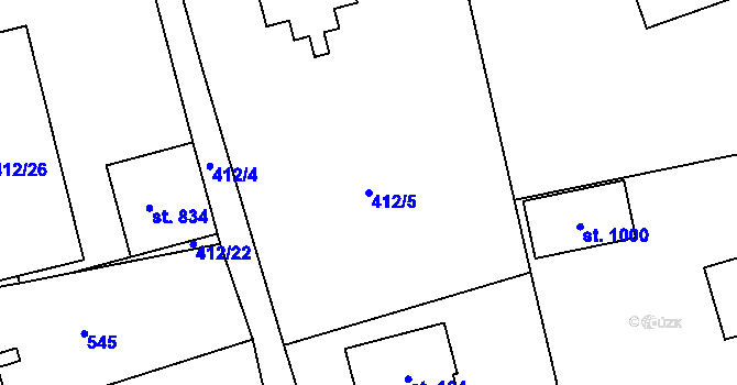 Parcela st. 412/5 v KÚ Senohraby, Katastrální mapa