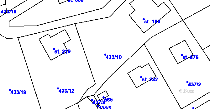 Parcela st. 433/10 v KÚ Senohraby, Katastrální mapa
