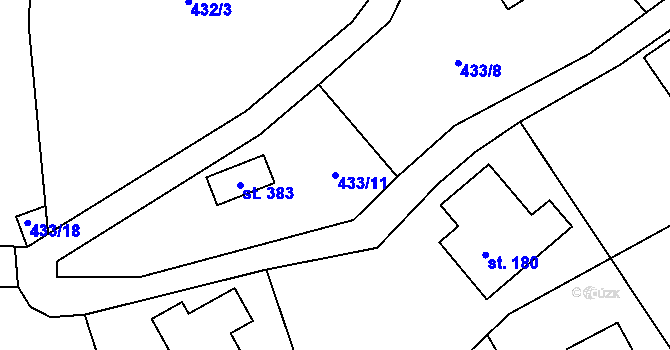 Parcela st. 433/11 v KÚ Senohraby, Katastrální mapa
