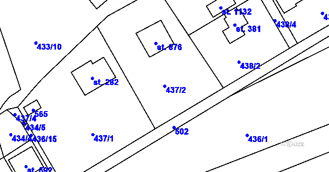 Parcela st. 437/2 v KÚ Senohraby, Katastrální mapa