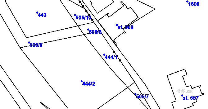 Parcela st. 444/1 v KÚ Senohraby, Katastrální mapa